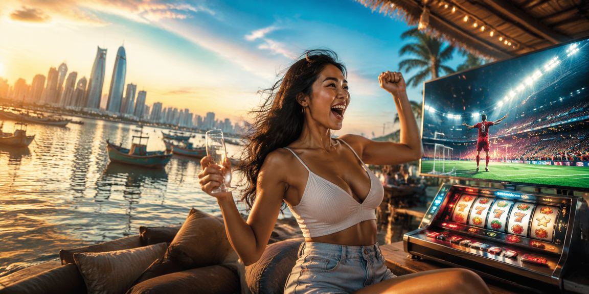 Màn hình game slots hiển thị trên điện thoại trong không khí bãi biển Mũi Né – trải nghiệm giải trí taixiu mọi nơi